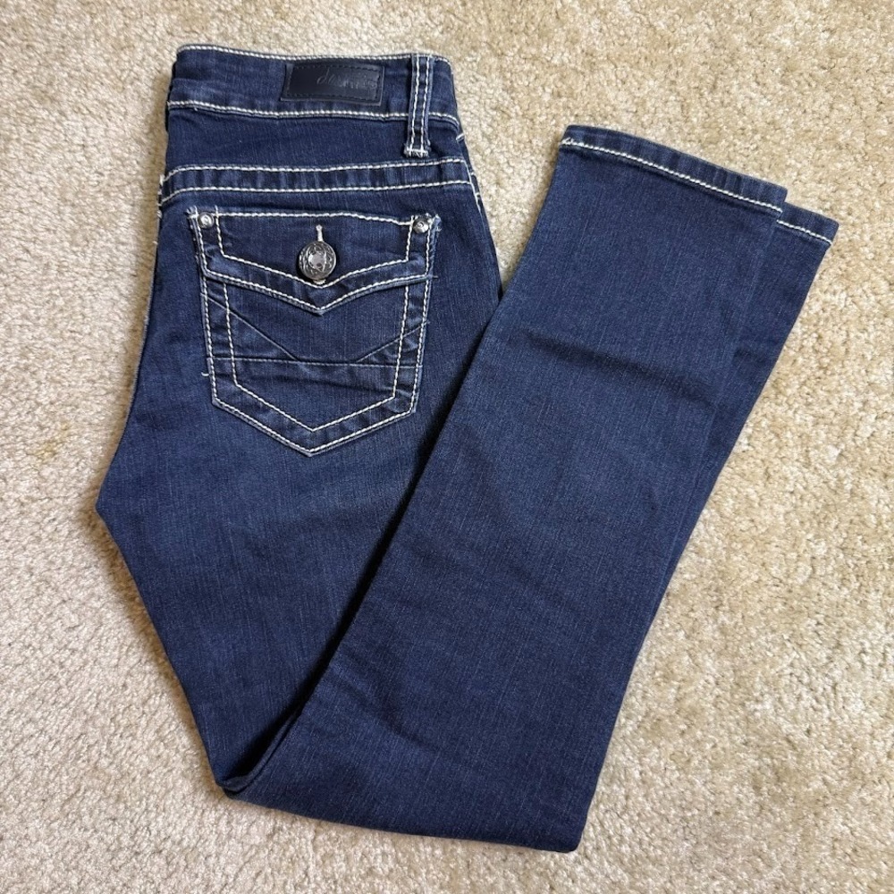 Daytrip Lynx Skinny Jeans Womens 27 Dark Wash Contrast Stitch Flap Pocket Denim